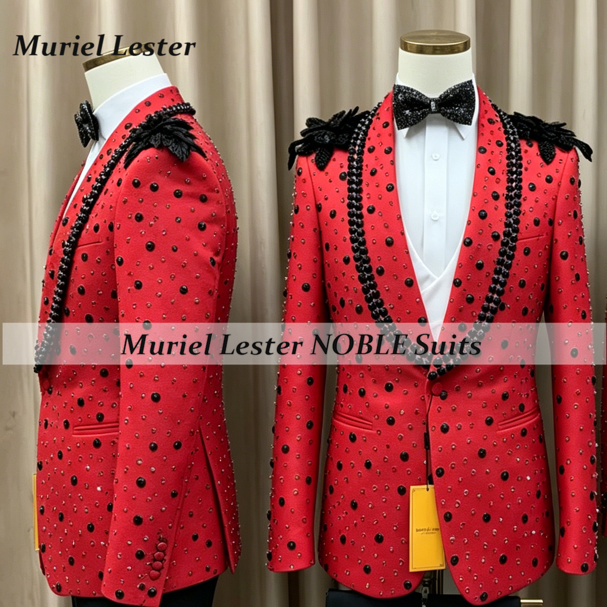 Men Grooming Outfit - Luxury Rhinestone Beaded Suits Men For