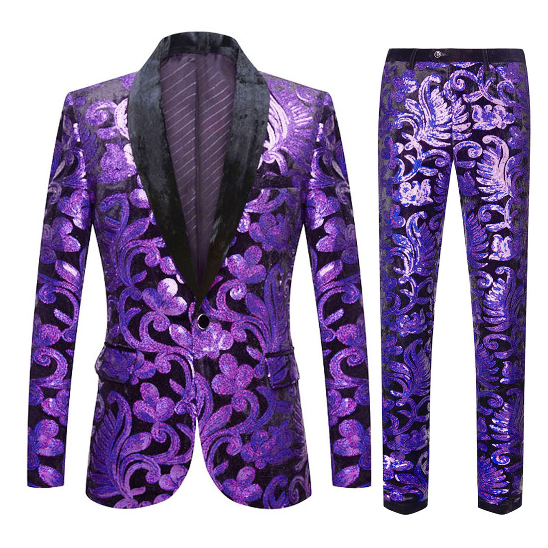 Men Grooming Outfit - Fashion Men's Groom Wedding Suits Purple