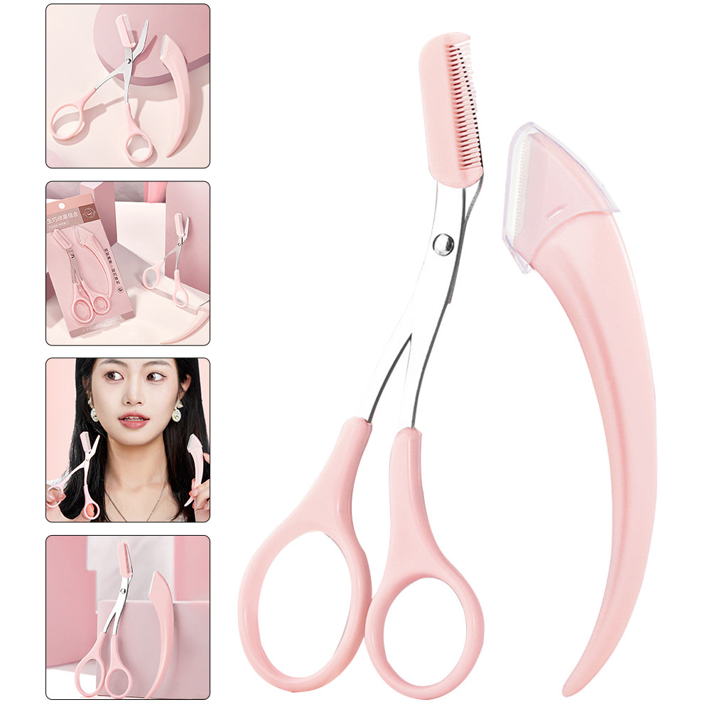 Men'S Grooming Eyebrow Trimming - 1Set Eyebrow Trimmer Scissors Comb Curved