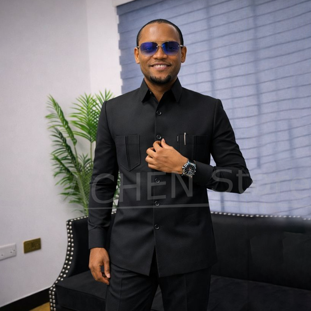 Fashion Men Mandarin Collar Su - Men Grooming Outfit avis et prix