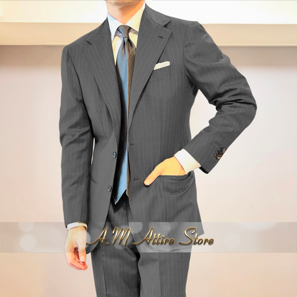 Premium men's suit gray stripe - Men Grooming Outfit avis et prix