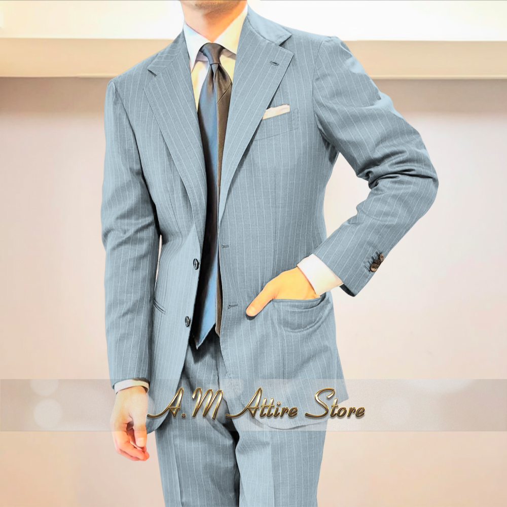 Premium men's suit gray stripe - Men Grooming Outfit avis et prix