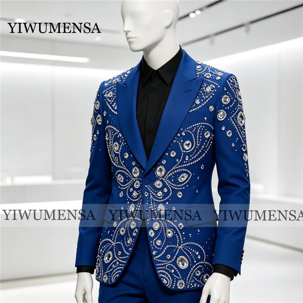 Sliver Beaded Stones Men's Sui - Men Grooming Outfit avis et prix